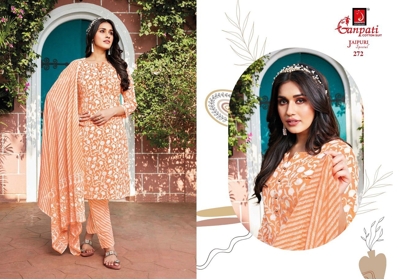 Jaipuri Vol 12 By Ganpati Cotton Printed Kurti With Bottom Dupatta Wholesale Shop In Surat